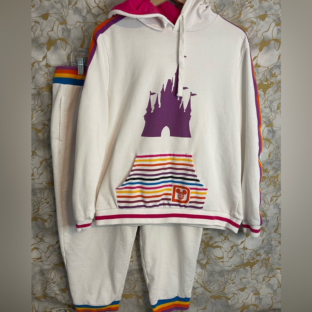 Disney Women's Hoodie and Sweatpants Walt Disney World Retro Stripe Two Piece